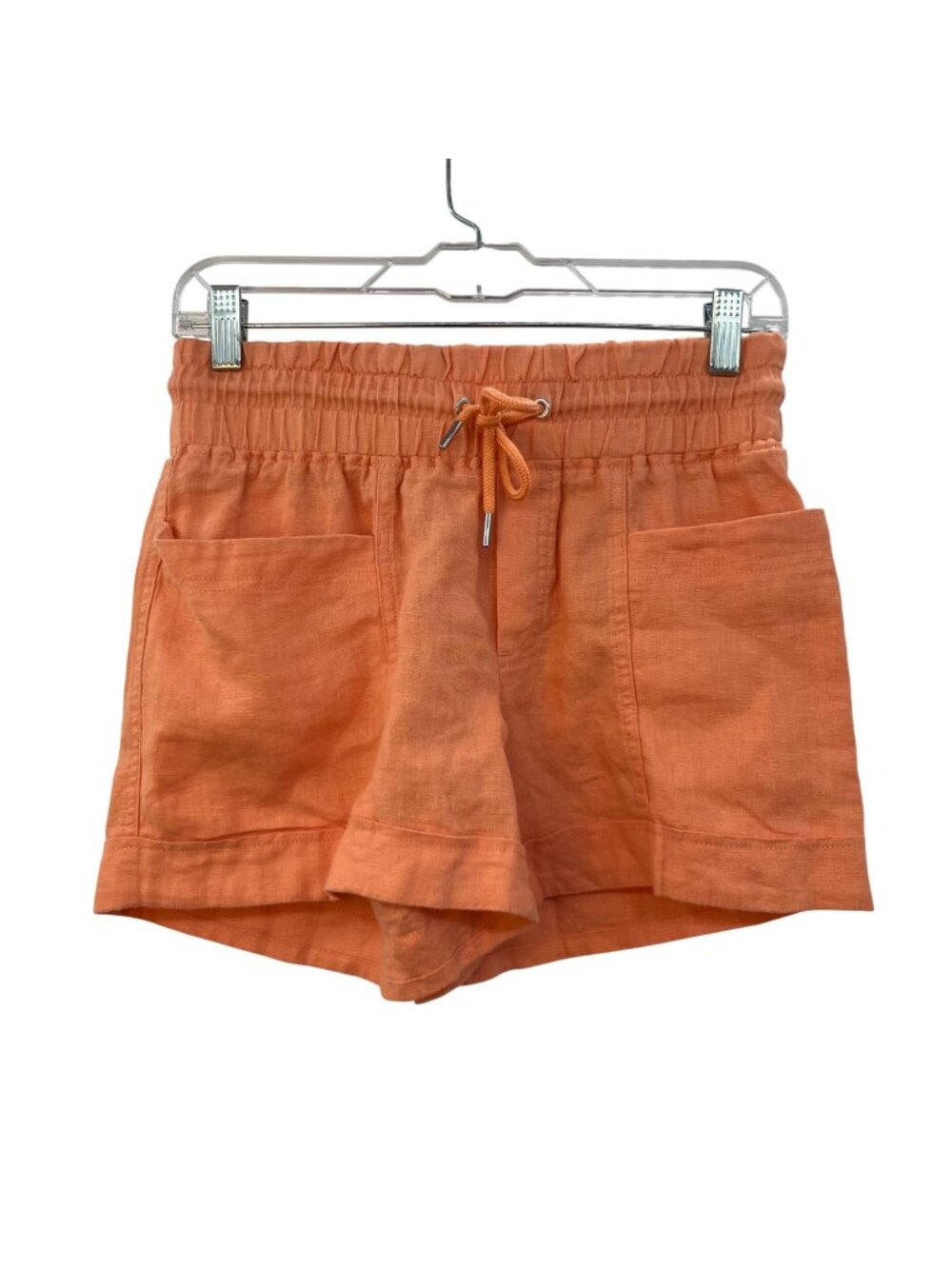 Athleta Womens 0 Orange Linen Drawstring Shorts Used Casual Summer
